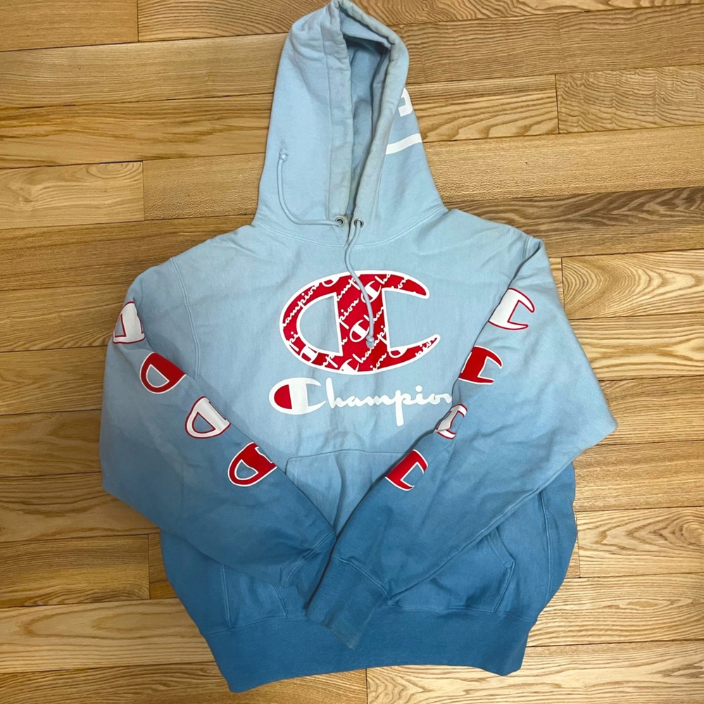 Champion Reverse Weave Hoodie Blue Gradient (Large)